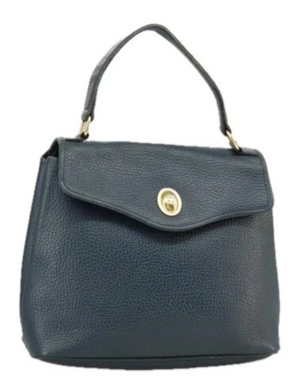 Christian Dior Hand Bag Leather Navy Gold Auth yk16078